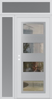 Diamond C2 52" x 96" white/white clear Glass Panel stainless steel RHI with Sidelite and Transom frosted Glass