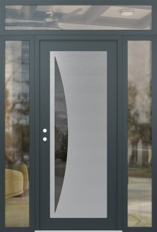 Diamond C13 64" x 96" anthracite/anthracite mirrored Glass Panel stainless steel RHI with 2 Sidelites and Transom clear Glass