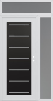 Diamond C11 50" x 96" white/white frosted Glass Panel black LHI with Sidelite and Transom frosted Glass