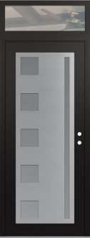 Diamond C3 36" x 96" black/white frosted Glass Panel stainless steel LHI with Transom clear Glass