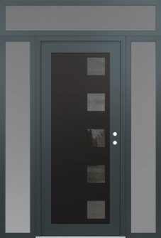 Diamond C5 60" x 96" anthracite/anthracite mirrored Glass Panel black LHI with 2 Sidelites and Transom frosted Glass