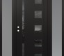 Modern Steel Front Door Diamond C3 60" x 80" black/black mirrored Glass Panel black RHI with 2 Sidelites frosted Glass