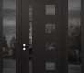 Modern Steel Front Door Diamond C3 60" x 96" black/black mirrored Glass Panel black RHI with 2 Sidelites and Transom mirrored Glass