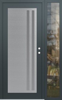 Diamond C6 52" x 80" anthracite/anthracite frosted Glass Panel stainless steel LHI with Sidelite clear Glass
