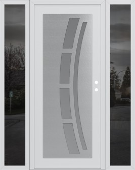 Diamond C12 64" x 80" white/white frosted Glass Panel stainless steel LHI with 2 Sidelites mirrored Glass