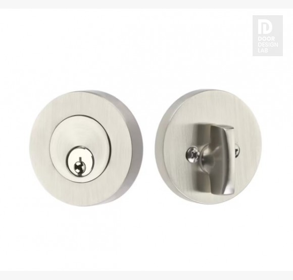 EMTEK MODERN DISC DEADBOLT DOUBLE CYLINDER 8323 SATIN NICKEL US15 for Steel Front Doors
