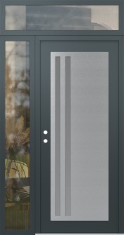 Diamond C6 48" x 96" anthracite/anthracite frosted Glass Panel stainless steel RHI with Sidelite and Transom clear Glass