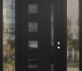 Modern Steel Front Door Diamond C3 64" x 96" black/black mirrored Glass Panel black LHI with 2 Sidelites and Transom clear Glass