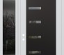 Modern Steel Front Door Diamond C8 52" x 96" white/white clear Glass Panel black RHI with Sidelite and Transom mirrored Glass
