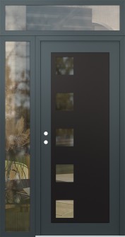 Diamond C5 48" x 96" anthracite/anthracite clear Glass Panel black RHI with Sidelite and Transom clear Glass