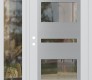 Modern Steel Front Door Diamond C10 50" x 80" white/white clear Glass Panel stainless steel RHI with Sidelite clear Glass