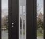 DIAMOND A8 64" X 96" BLACK/BLACK CLEAR GLASS PANEL STAINLESS STEEL LHI WITH 2 SIDELITES AND TRANSOM CLEAR GLASS