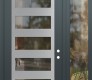 Modern Steel Front Door Diamond C9 48" x 96" anthracite/anthracite clear Glass Panel stainless steel LHI with Sidelite and Transom clear Glass