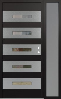 Diamond D9 48" x 80" black/black clear Glass Panel stainless steel LHI with Sidelite frosted Glass