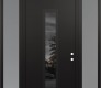 Modern Steel Front Door DIAMOND A11 64" X 96" BLACK/BLACK MIRRORED GLASS PANEL BLACK LHI WITH 2 SIDELITES AND TRANSOM FROSTED GLASS
