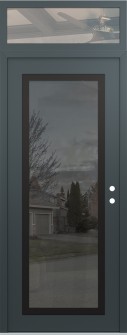 Diamond C1 36" x 96" anthracite/anthracite mirrored Glass Panel black LHI with Transom clear Glass