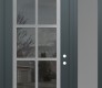 Modern Steel Front Door Diamond C16 52" x 96" anthracite/anthracite mirrored Glass Panel stainless steel LHI with Sidelite and Transom frosted Glass