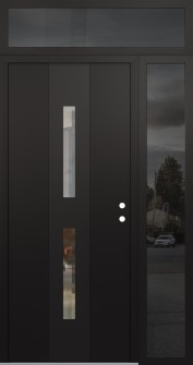 DIAMOND A6 52" X 96" BLACK/BLACK CLEAR GLASS PANEL BLACK LHI WITH SIDELITE AND TRANSOM MIRRORED GLASS