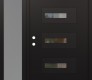 Modern Steel Front Door Diamond D6 48" x 80" black/black clear Glass Panel black RHI with Sidelite frosted Glass