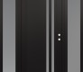 Modern Steel Front Door Diamond C6 64" x 80" black/white frosted Glass Panel black LHI with 2 Sidelites frosted Glass