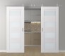 DOUBLE BARN DOOR AVON 07-08 VETRO SNOW WHITE 72" X 84" X 1 3/4" STAINLESS STEEL HARDWARE