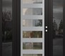 Modern Steel Front Door Diamond C9 68" x 80" black/black clear Glass Panel stainless steel LHI with 2 Sidelites mirrored Glass