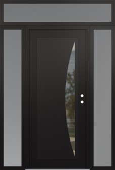 Diamond C13 68" x 96" black/black clear Glass Panel black LHI with 2 Sidelites and Transom frosted Glass