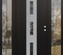 Modern Steel Front Door DIAMOND A7 64" X 80" BLACK/BLACK MIRRORED GLASS PANEL STAINLESS STEEL LHI WITH 2 SIDELITES CLEAR GLASS