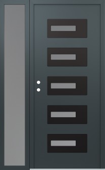 Diamond D6 52" x 80" anthracite/anthracite frosted Glass Panel black RHI with Sidelite frosted Glass