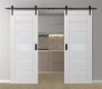 DOUBLE BARN DOOR AVON 07-05 VETRO SNOW WHITE 48" X 84" X 1 3/4" BLACK HARDWARE