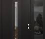 Modern Steel Front Door DIAMOND A2 50" X 96" BLACK/BLACK CLEAR GLASS PANEL BLACK LHI WITH SIDELITE AND TRANSOM MIRRORED GLASS