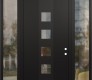 Modern Steel Front Door DIAMOND A13 68" X 96" BLACK/BLACK CLEAR GLASS PANEL BLACK LHI WITH 2 SIDELITES AND TRANSOM CLEAR GLASS