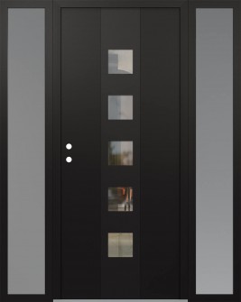 DIAMOND A13 60" X 80" BLACK/BLACK CLEAR GLASS PANEL BLACK RHI WITH 2 SIDELITES FROSTED GLASS