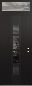 DIAMOND A10 36" X 96" BLACK/BLACK MIRRORED GLASS PANEL BLACK LHI WITH TRANSOM CLEAR GLASS