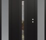 Modern Steel Front Door DIAMOND A2 64" X 80" BLACK/BLACK CLEAR GLASS PANEL BLACK LHI WITH 2 SIDELITES FROSTED GLASS