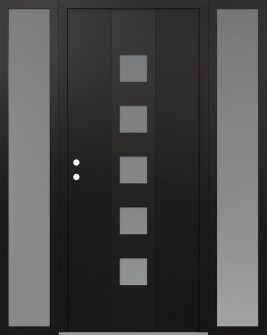 DIAMOND A13 64" X 80" BLACK/WHITE FROSTED GLASS PANEL BLACK RHI WITH 2 SIDELITES FROSTED GLASS