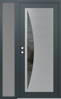 Diamond C13 50" x 80" anthracite/anthracite mirrored Glass Panel stainless steel RHI with Sidelite frosted Glass