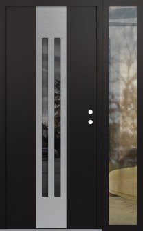 DIAMOND A8 48" X 80" BLACK/BLACK MIRRORED GLASS PANEL STAINLESS STEEL LHI WITH SIDELITE CLEAR GLASS