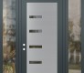 Modern Steel Front Door Diamond C8 60" x 96" anthracite/anthracite clear Glass Panel stainless steel RHI with 2 Sidelites and Transom clear Glass