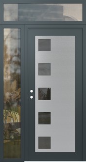 Diamond C5 52" x 96" anthracite/anthracite mirrored Glass Panel stainless steel RHI with Sidelite and Transom clear Glass