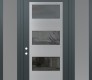 Modern Steel Front Door Diamond C2 60" x 96" anthracite/anthracite mirrored Glass Panel stainless steel RHI with 2 Sidelites and Transom frosted Glass