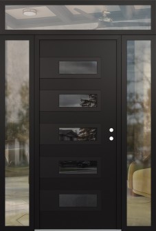 Diamond D3 60" x 96" black/black mirrored Glass Panel black LHI with 2 Sidelites and Transom clear Glass