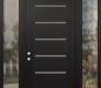 Modern Steel Front Door Diamond C11 64" x 96" black/white frosted Glass Panel black RHI with 2 Sidelites and Transom clear Glass