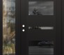 Modern Steel Front Door Diamond C10 48" x 80" black/black mirrored Glass Panel black RHI with Sidelite clear Glass