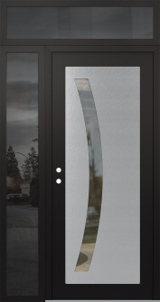 Diamond C4 48" x 96" black/black clear Glass Panel stainless steel RHI with Sidelite and Transom mirrored Glass