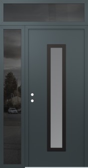 DIAMOND A11 52" X 96" ANTHRACITE/ANTHRACITE FROSTED GLASS PANEL BLACK RHI WITH SIDELITE AND TRANSOM MIRRORED GLASS