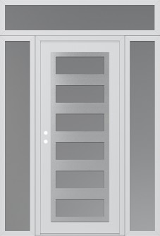 Diamond C9 64" x 96" white/white frosted Glass Panel stainless steel RHI with 2 Sidelites and Transom frosted Glass