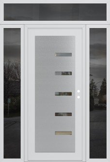 Diamond C8 68" x 96" white/white clear Glass Panel stainless steel LHI with 2 Sidelites and Transom mirrored Glass