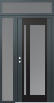 Diamond C15 48" x 96" anthracite/anthracite frosted Glass Panel black RHI with Sidelite and Transom frosted Glass