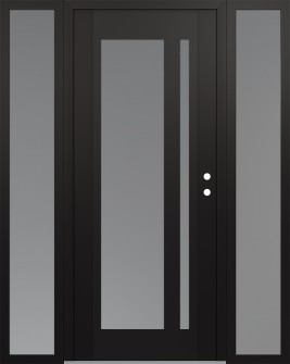 Diamond C15 60" x 80" black/white frosted Glass Panel black LHI with 2 Sidelites frosted Glass